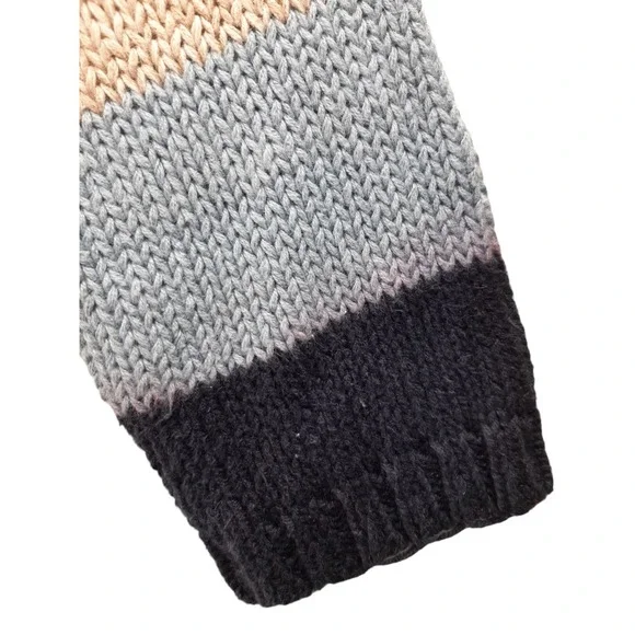 Vintage Paul Harris Women's Blue Cream Striped Mix Knit Chunky Grandpa Sweater L - Picture 7 of 9